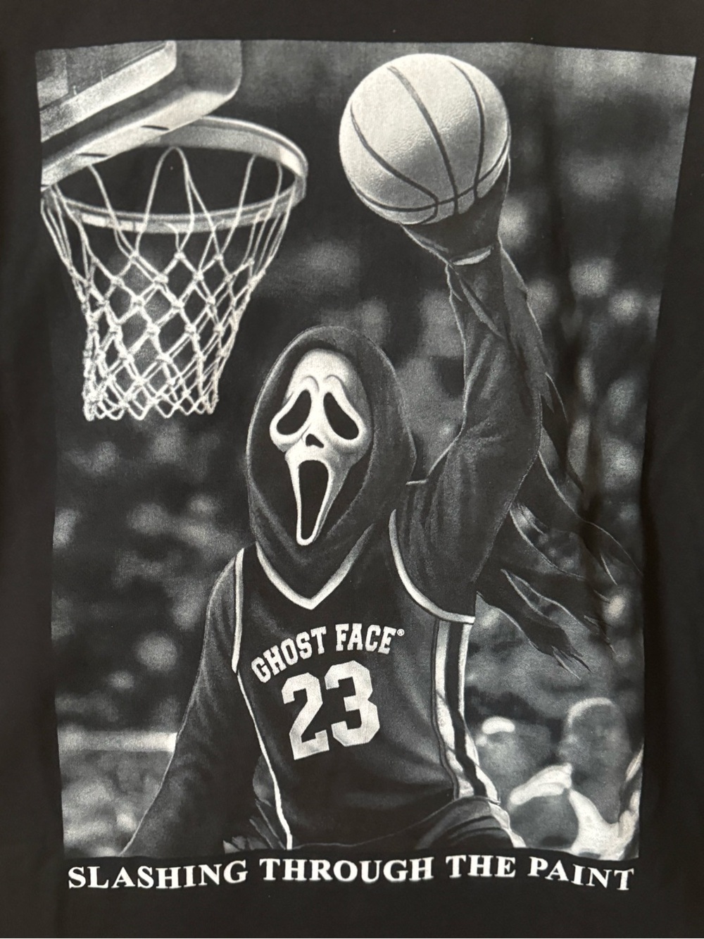Ghost Face Icon of Halloween Scream Black Cotton Graphic Tee Crew Neck XL NWOT